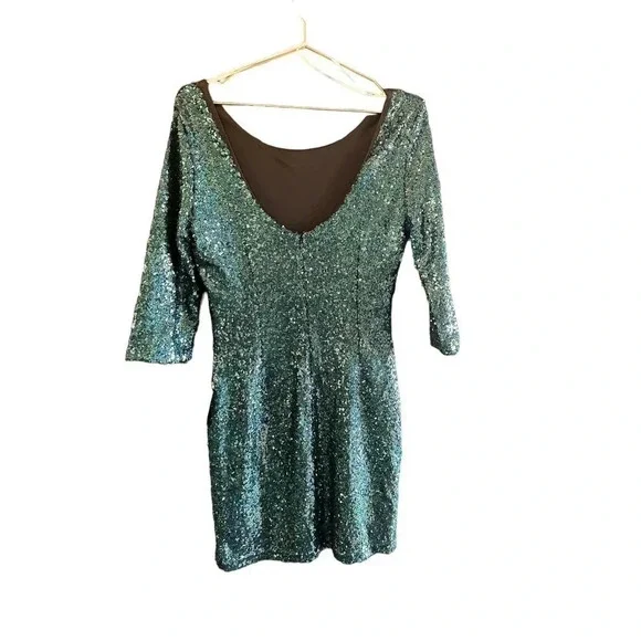 Lulus Women Delightful Ways‎ 3/4 Sleeve Scoop Neck Sequin Dress Size L